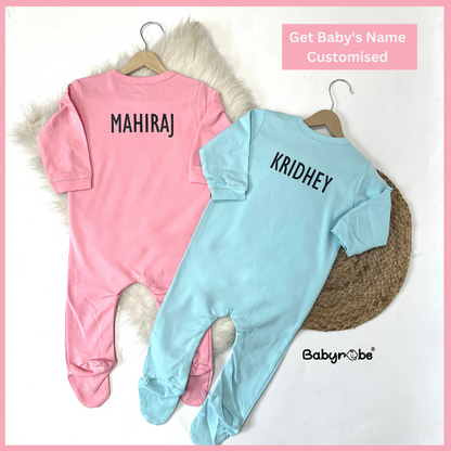 "Cute custom name baby jumpsuit for first Father's Day ."
