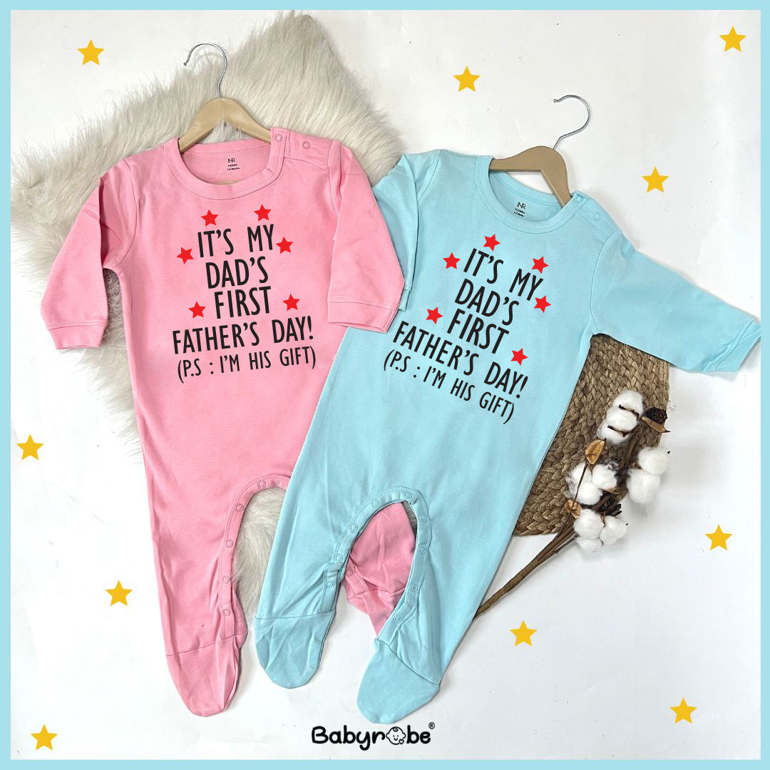 "Custom name Father's Day jumpsuit for your little one."
