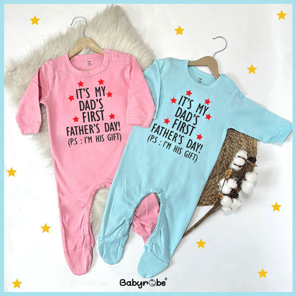 "Custom name Father's Day jumpsuit for your little one."
