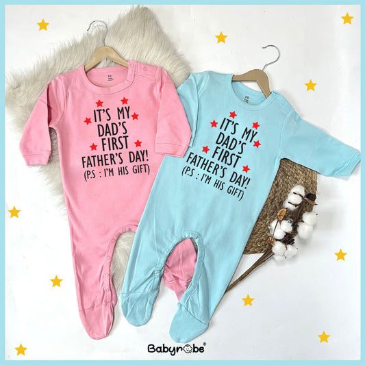 "Custom name Father's Day jumpsuit for your little one."
