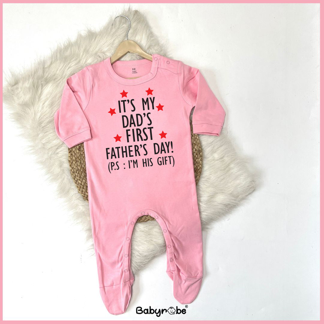 "Celebrate Father's Day with a personalized baby jumpsuit."