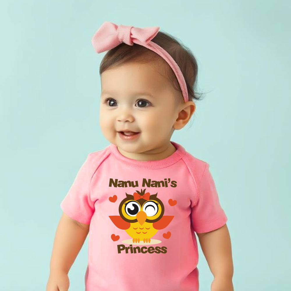 
"Cute baby romper with a custom graphic and soft cotton fabric."
