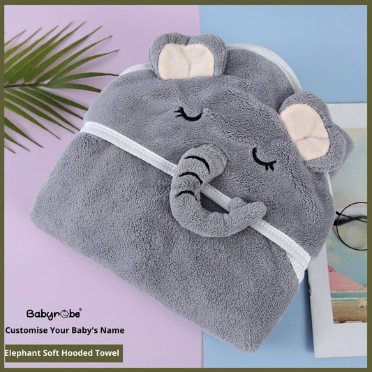Elephant Hooded Towel (Customise Baby's Name)
