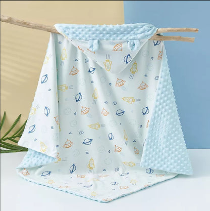 "Baby space minky blanket clothing gift."