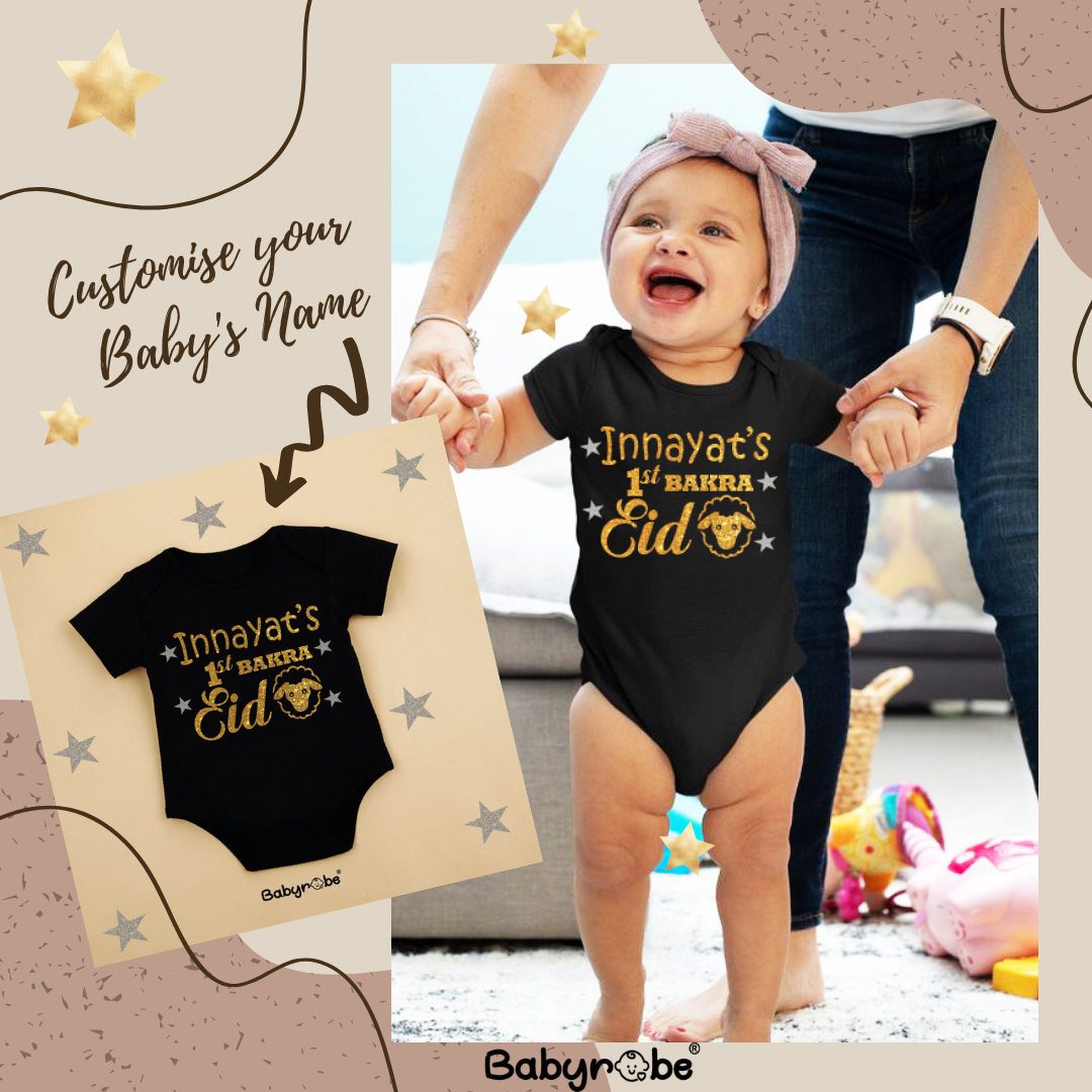 "Personalized onesie for baby, perfect for  Bakra Eid."