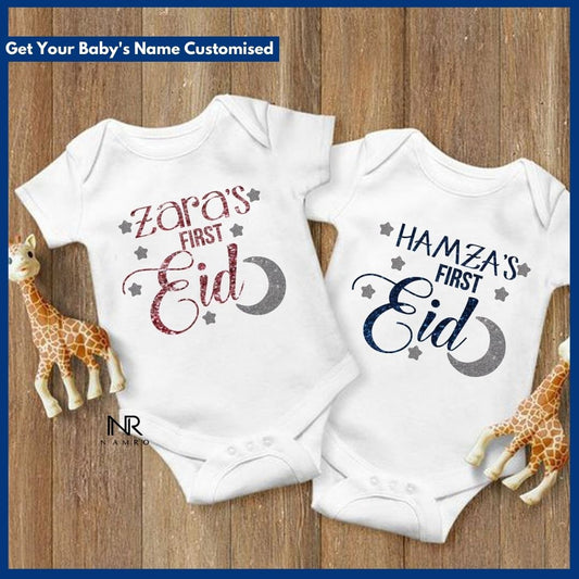 "Celebrate Eid with a personalized baby onesie."