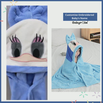 Donald Blue Soft Hooded Towel (Customise Baby's Name)