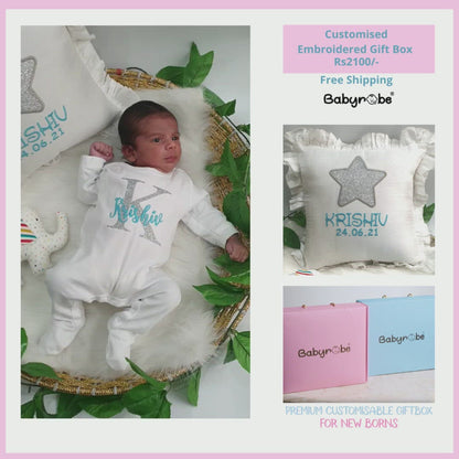 Customised Embroidered Gift Box (Cushion + Sleepsuit)