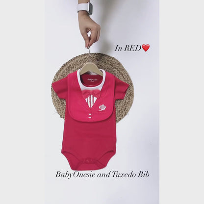 Tuxedo Bib+Baby Onesie