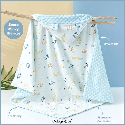 Baby  blancket with custom embroidery and playful pattern" 