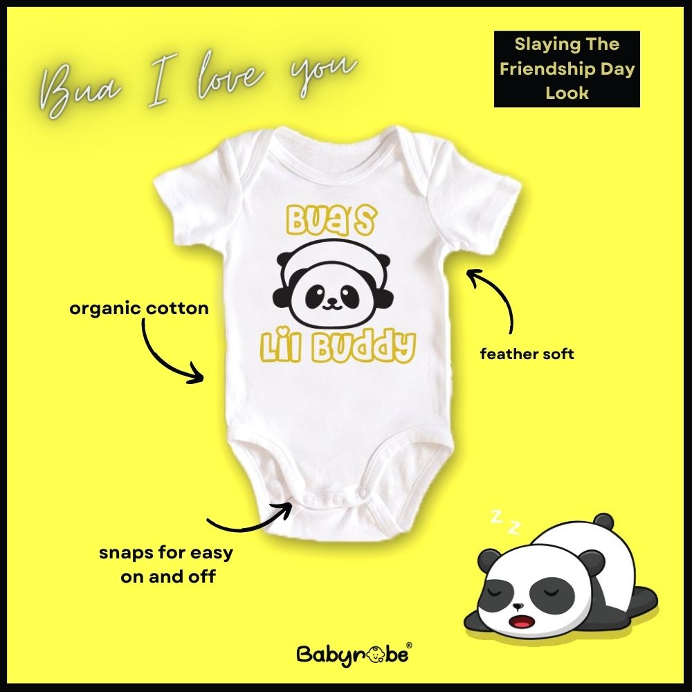 "Personalized onesie for baby, perfect for Bua's Lil Buddy."