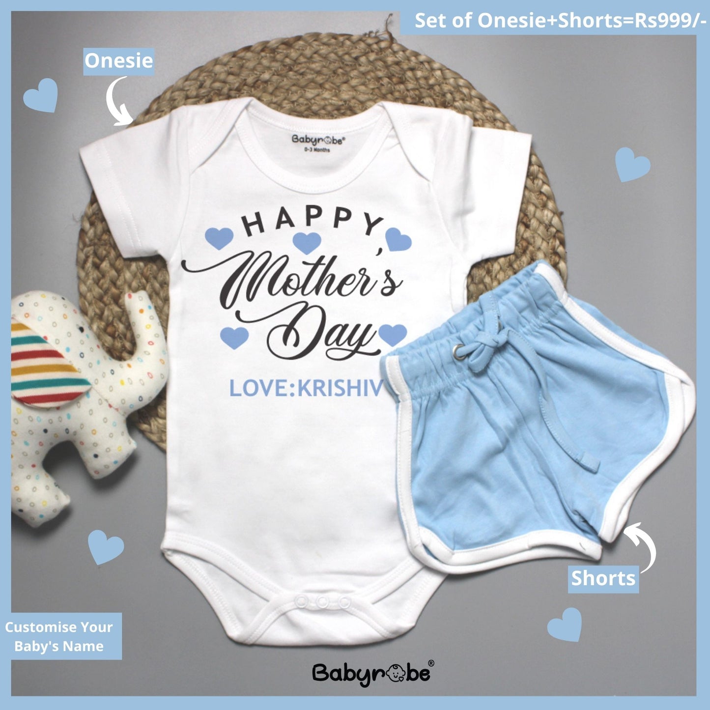 Custom Name First Mother's Day (Onesie+Shorts)