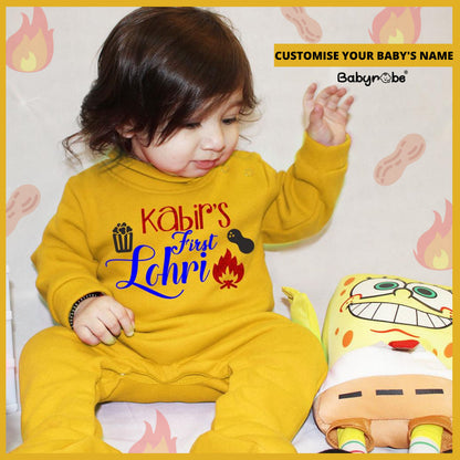 "Personalized baby jumpsuit with custom name and playful design"