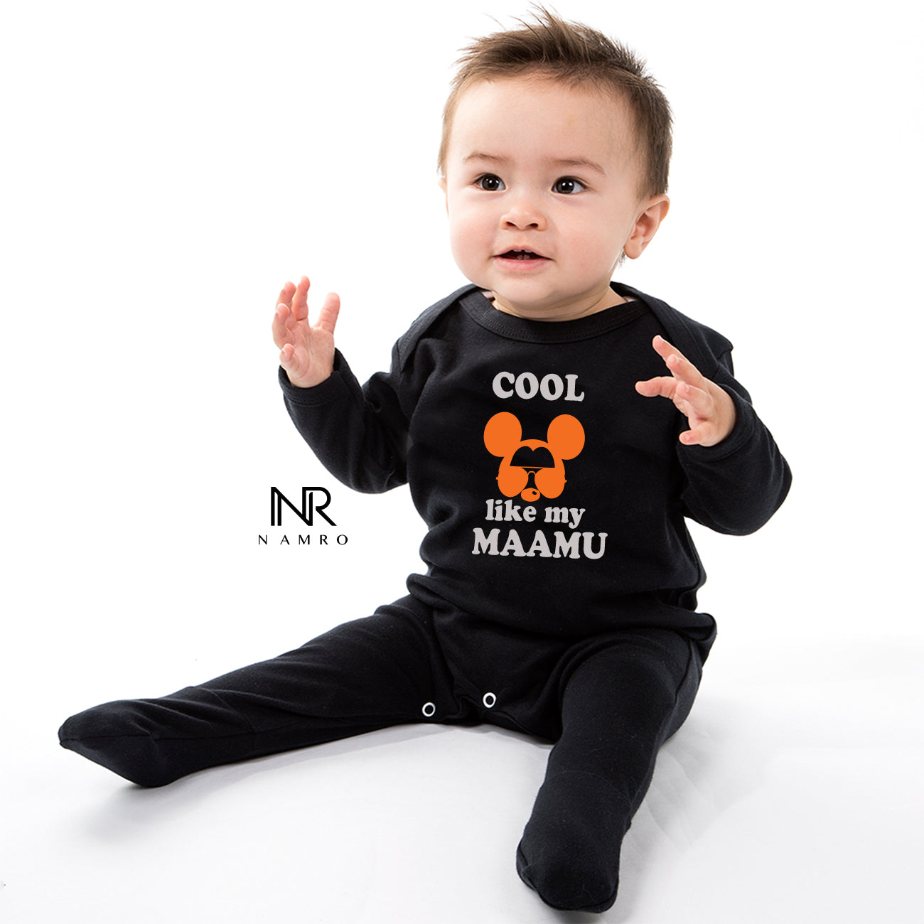 "Soft and comfortable baby Organic jumpsuit with custom name."