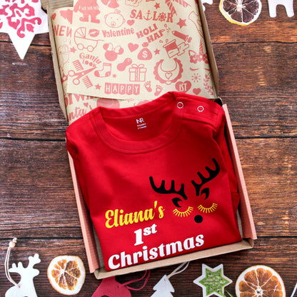 "Custom name  First Christmas jumpsuit for your little one."
