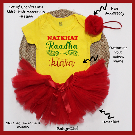 Natkhat Radha Custom Name  (Onesie+Tutu Skirt)