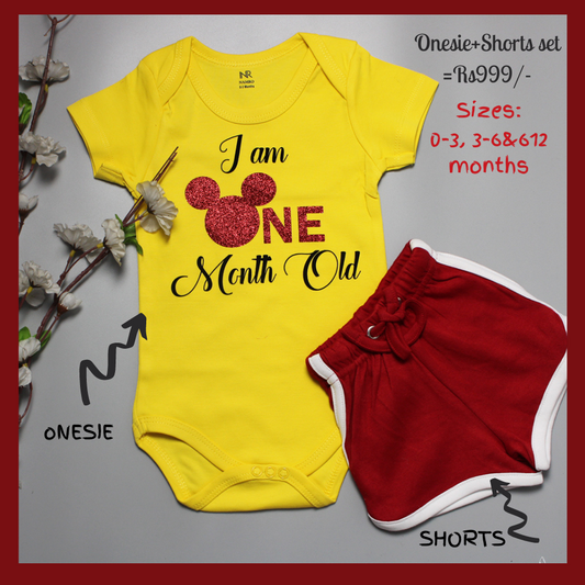 I am one month old (Onesie+Shorts)