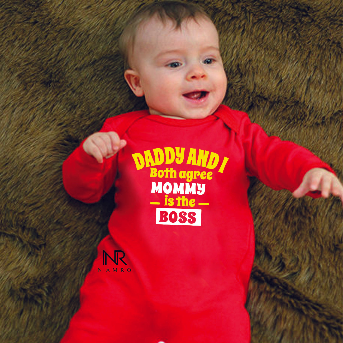 "Soft and comfortable baby jumpsuit with custom name."