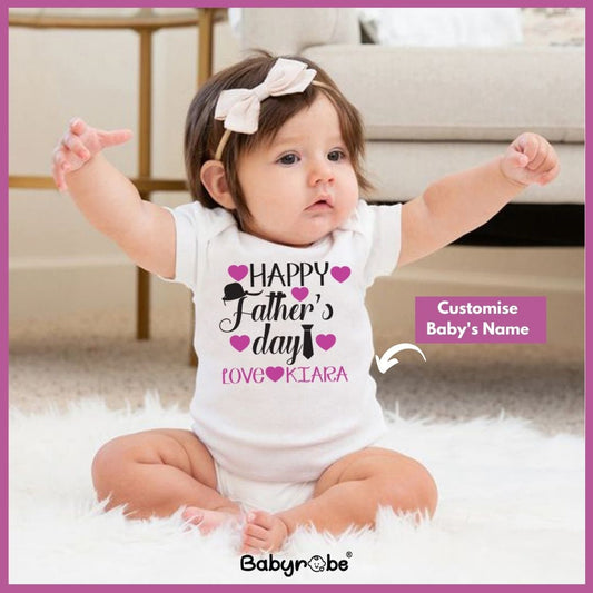 "Customizable Father's Day baby outfit with name."