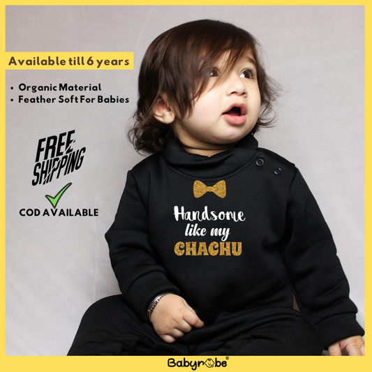 "Adorable custom Weellon jumpsuit for babies with unique artwork and cozy fit."
