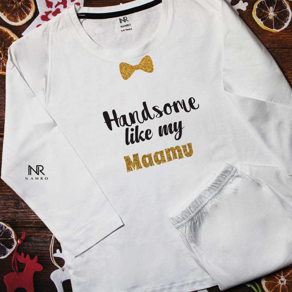 "Soft and comfortable baby T-Shirt & Pajama Set with custom name."