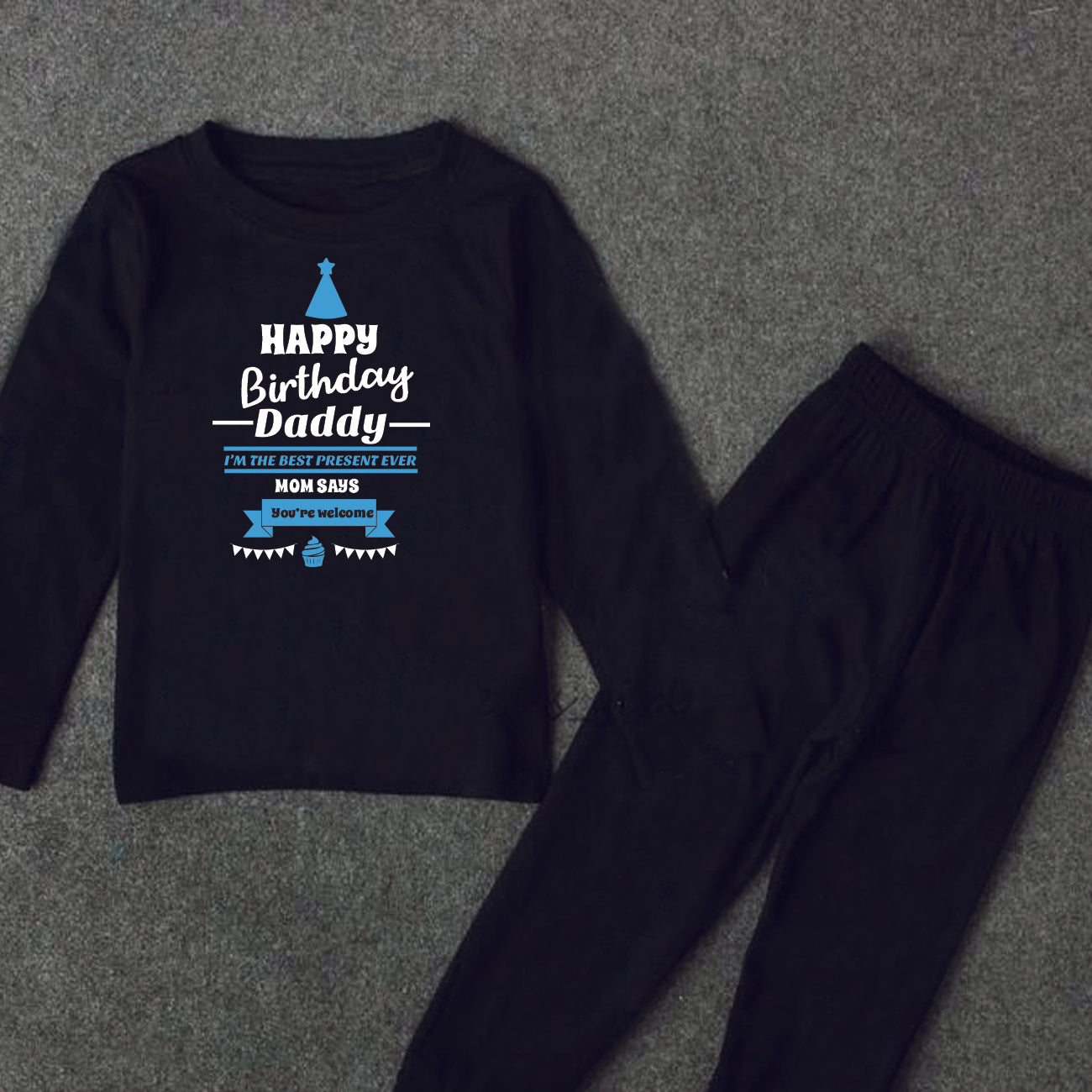 "Custom baby T-Shirt & Pajama set with name and design for Happy B'day."