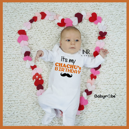 "Cute custom name baby jumpsuit for It's my Chachu's Birthday."