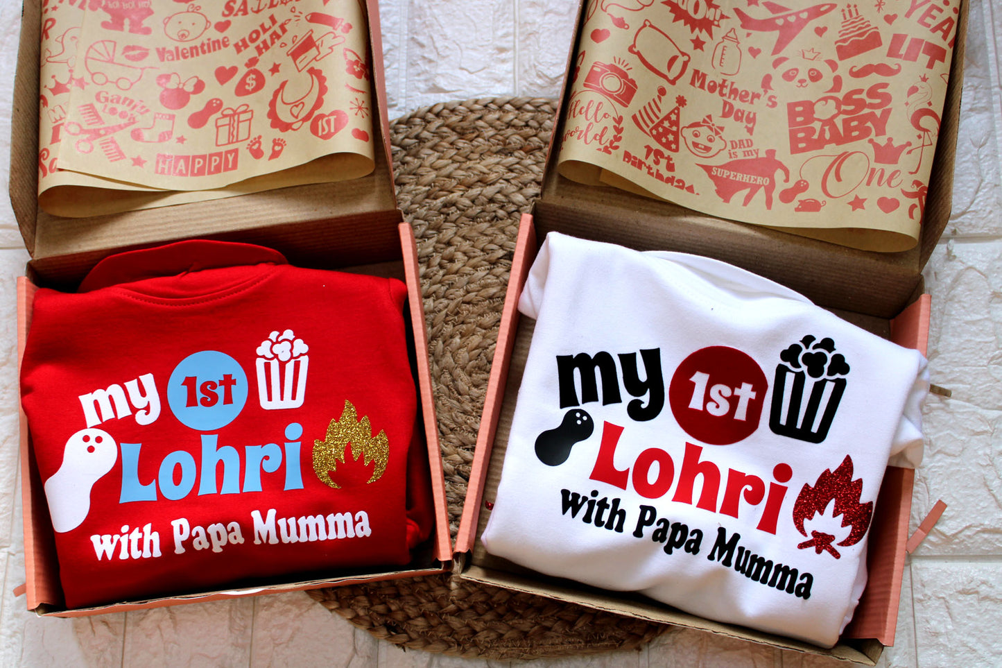 First Lohri with Papa Mumma- (Custom Name At Back)