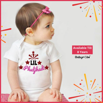 "Baby onesie with personalized name for a special Diwali ."
