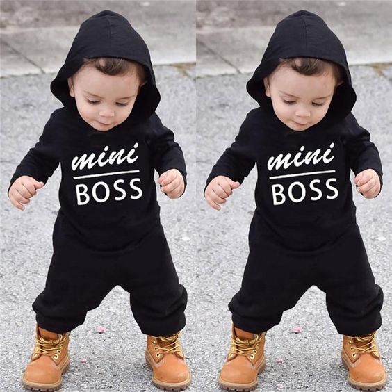 Mini Boss Hoodie Trackpants Woolen Set Baby robe by namro