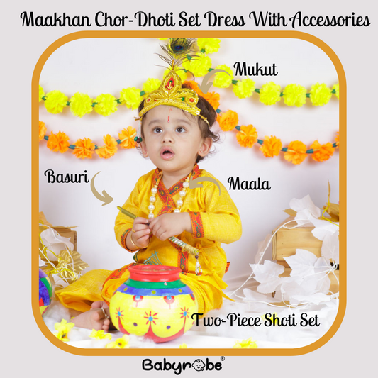 Maakhan Chor-Dhoti Set Dress With Accessories