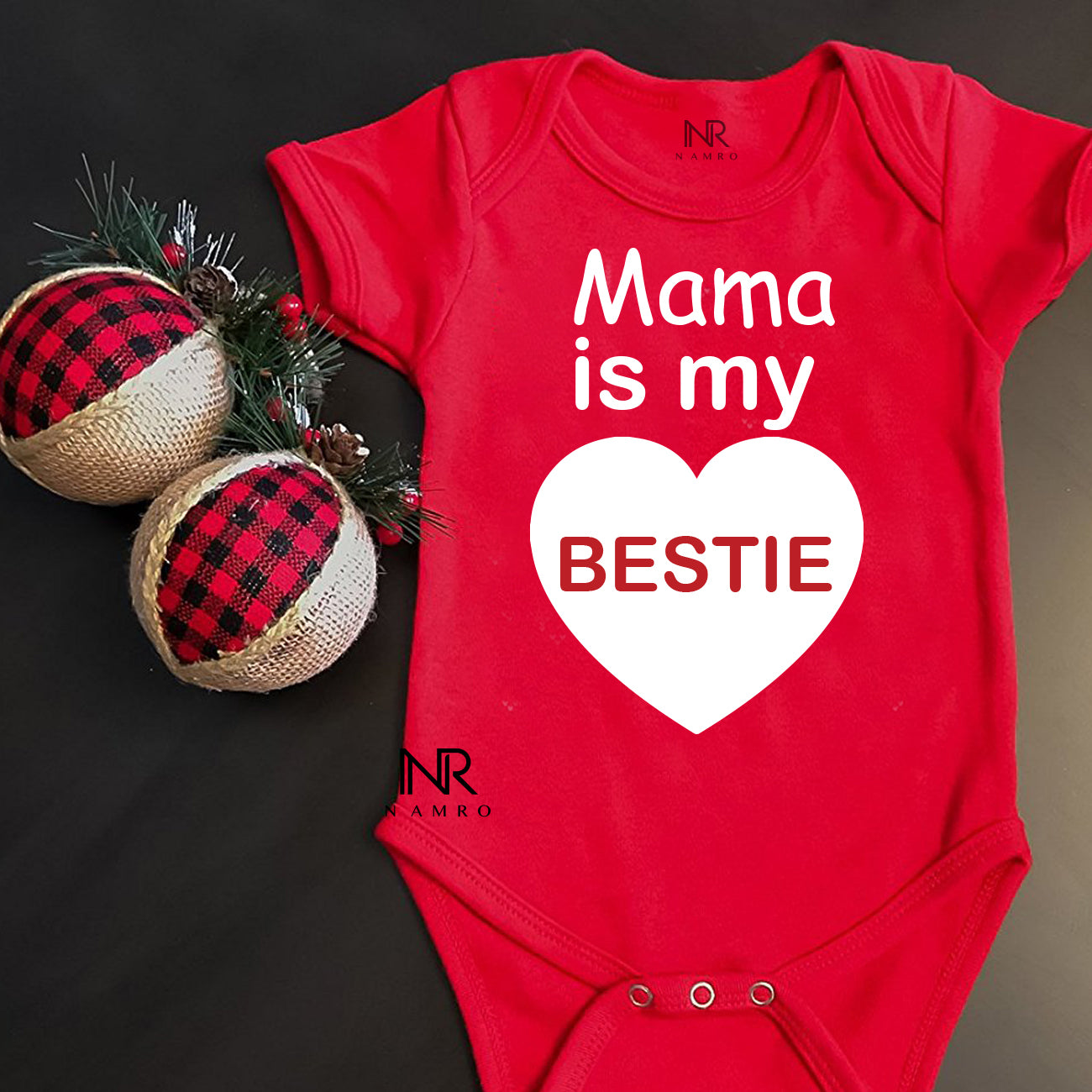"Custom baby onesie with name and  design for Mama is my Bestie."