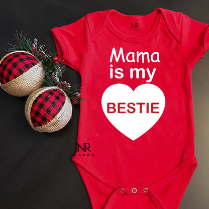 "Custom baby onesie with name and  design for Mama is my Bestie."