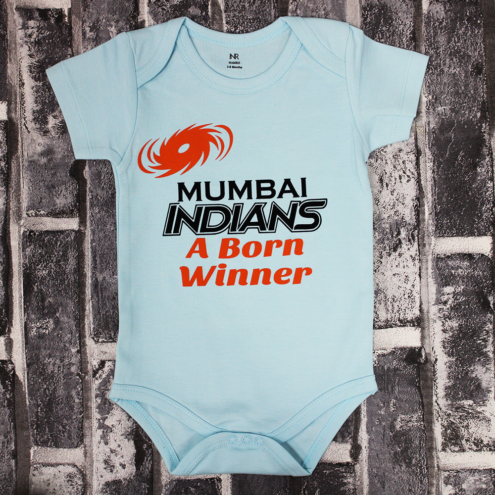 "Custom baby onesie with name and IPL design."