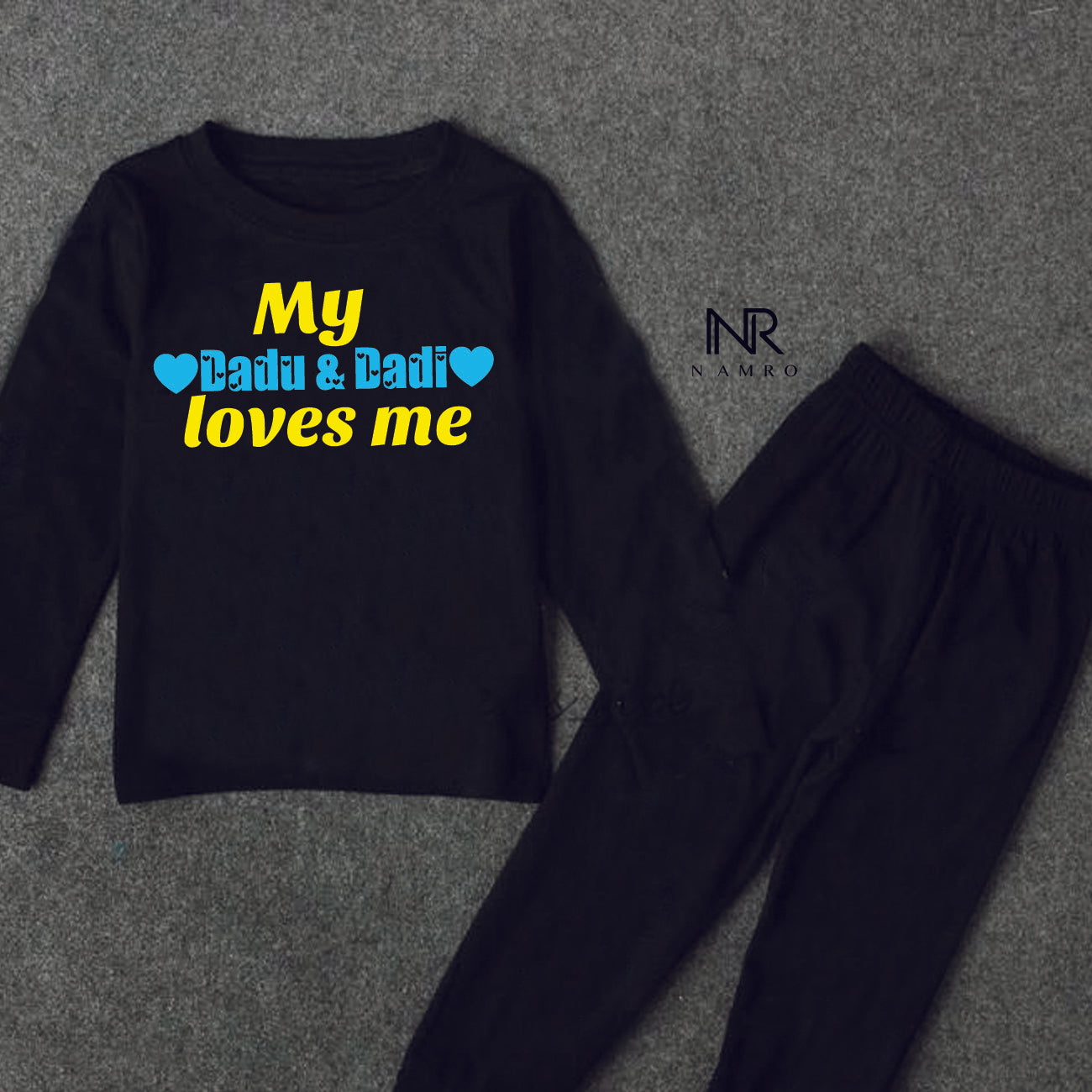"Adorable custom T-Shirt & Pajama Set for babies with unique artwork and cozy fit."