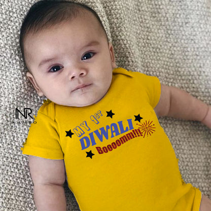 
"Celebrate  First Diwali with a personalized baby onesie."