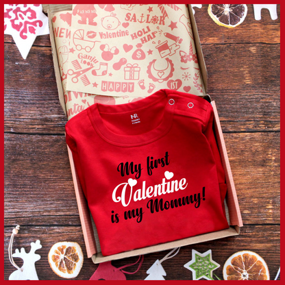 "Sweet custom name Organic jumpsuit for celebrating First_Valentine."