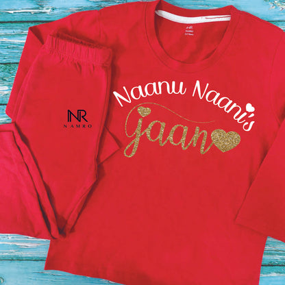"Adorable custom T-Shirt & Pajama Set for babies with unique artwork and cozy fit."
