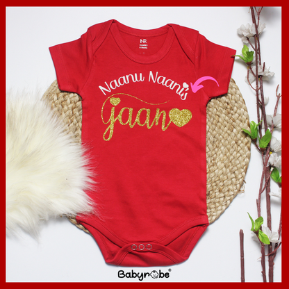 "Personalized onesie for baby, perfect for Naanu Naani's Jaan."