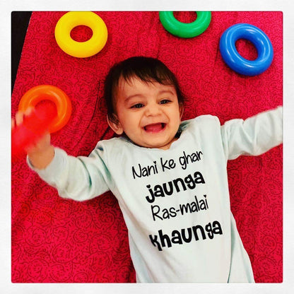 "Custom baby jumpsuit with name and special design for gifts or photo shoots."