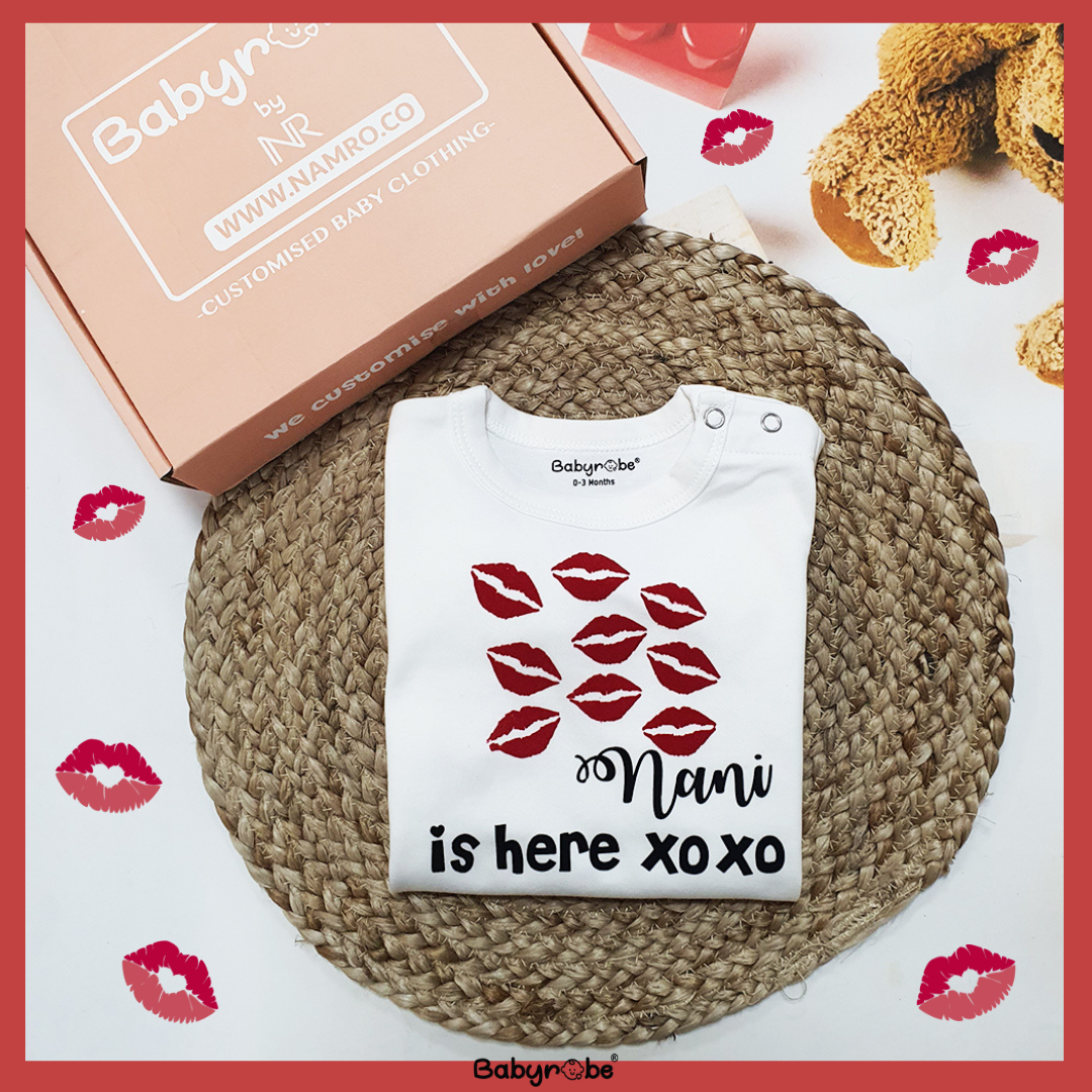 "Custom baby  jumpsuit  with name and special design for Nani is here XOXO."