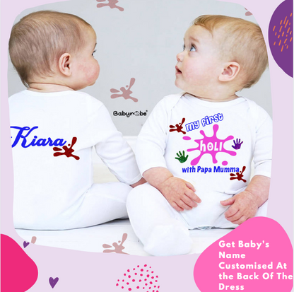 "Adorable custom jumpsuit for babies with unique artwork and cozy fit."