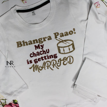 "Personalized baby  T-Shirt & Pajama set for bhangra paao with custom name."
