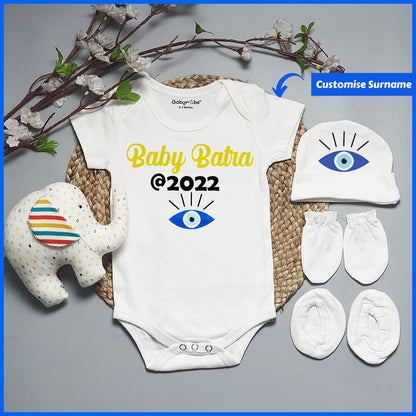 "Cute custom name baby romper set' white romper,  special design, for gifts or photo shoots"