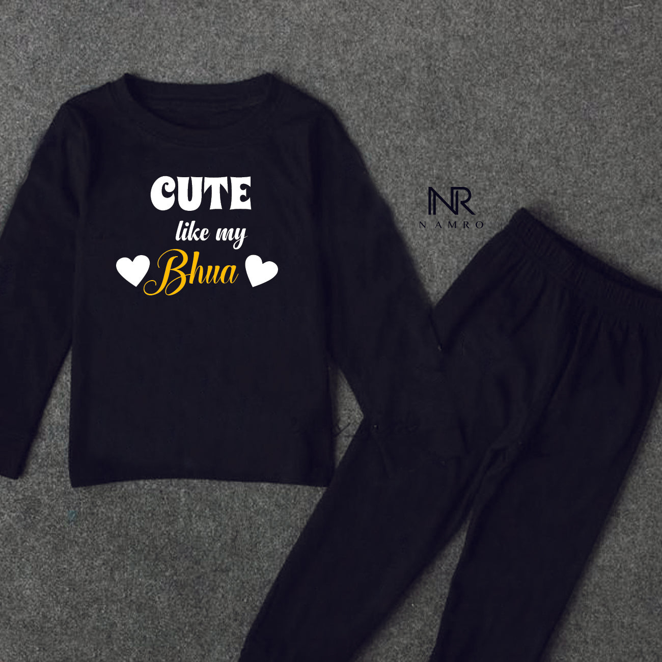 "Soft and comfortable baby T-shirt & Pajama set with custom name."