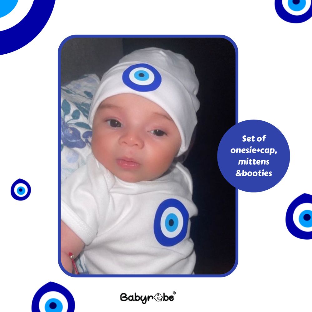"Adorable, high-quality baby romper set, Funny baby onesie, evil eye romper set"
