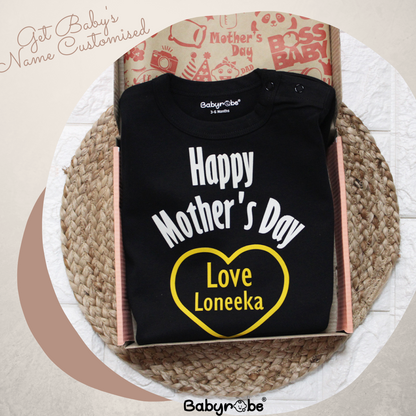 Sweet custom name jumpsuit for celebrating Mom."
