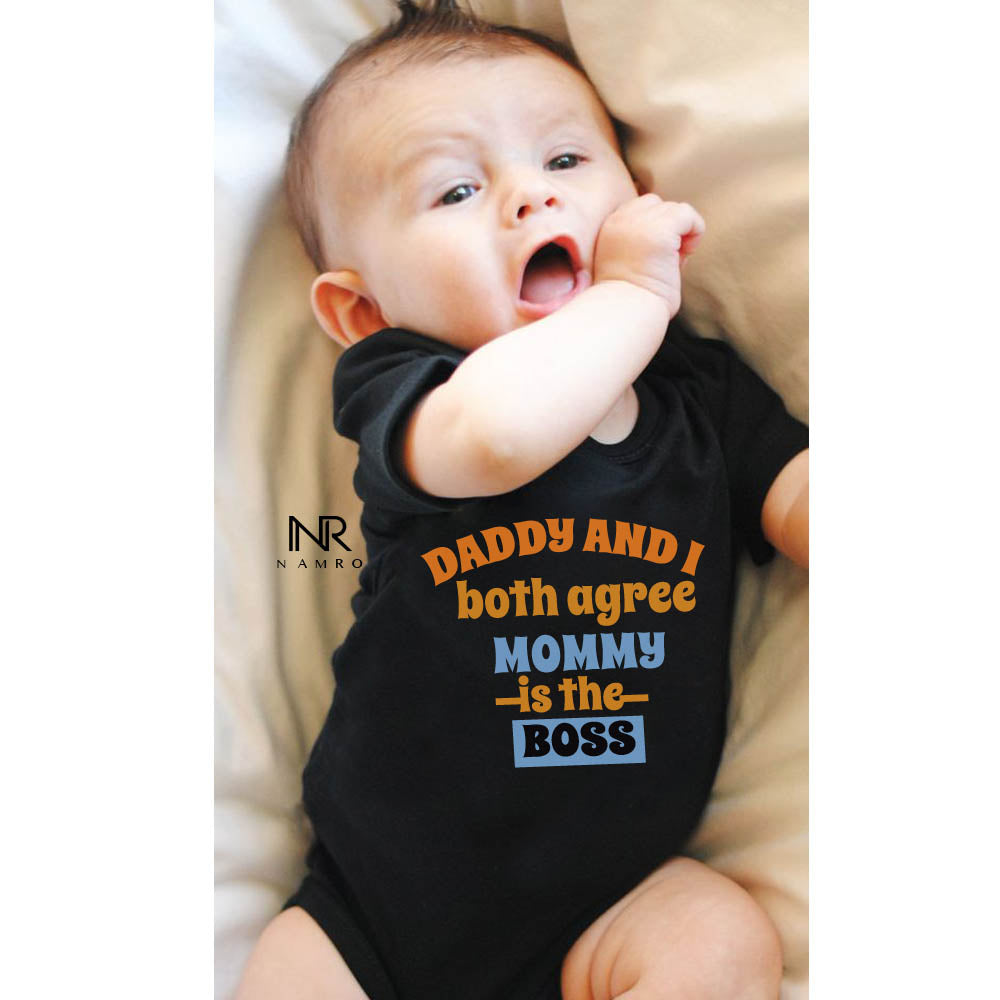 "Baby romper with personalized  and design mommy is the BOSS."