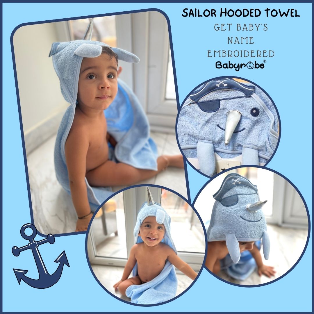 Sailor Hooded Towel (Customise Baby's Name)